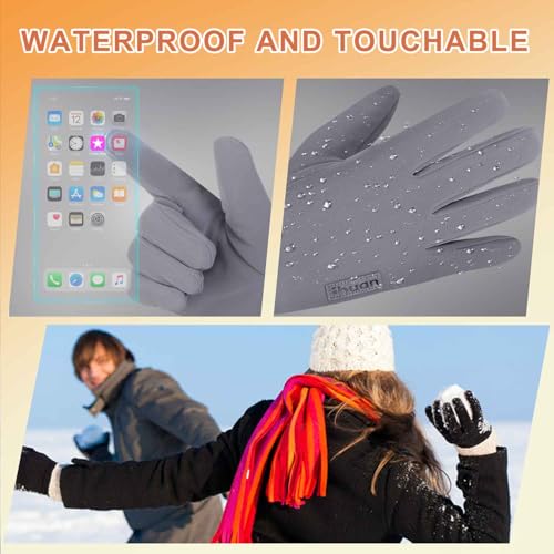 ihuan Winter Waterproof Gloves Cold Weather - Snow Ski Windproof for Men Women, Warm Touchscreen Thermal for Running Cycling