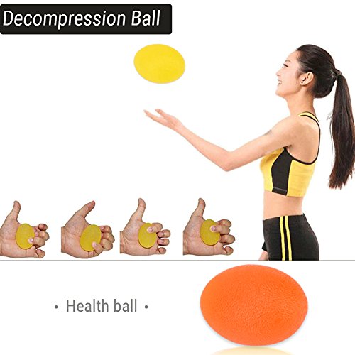 Egg Shaped Grip Ball, Silicone Massage Therapy Grip Ball for Wrist Finger Strength Exercise Stress Relief(Orange 20)