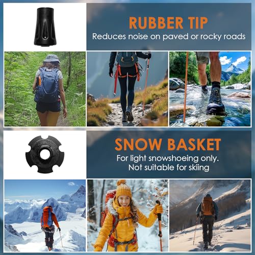 Collapsible Trekking Pole,7075 Aluminum Adjustable 43.3"-51.2" Hiking Pole, Quick-Lock Design,Walking Sticks for Hiking/Ca...