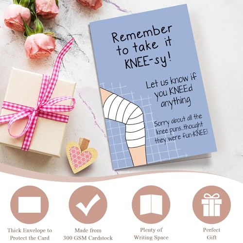 Naixiwen Funny Knee Get Well Soon Card for Men Women, Knee Replacement Card Gift for Patient, Speedy Surgery Recovery Card...