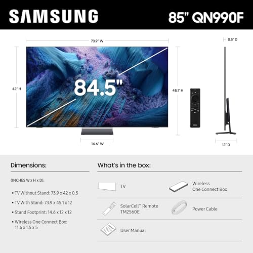 Samsung 85-Inch Class Neo QLED QN990F 8K Mini LED Smart TV (2025 Model) NQ8 AI Gen3 Processor, Upscaling Pro, Wireless One...