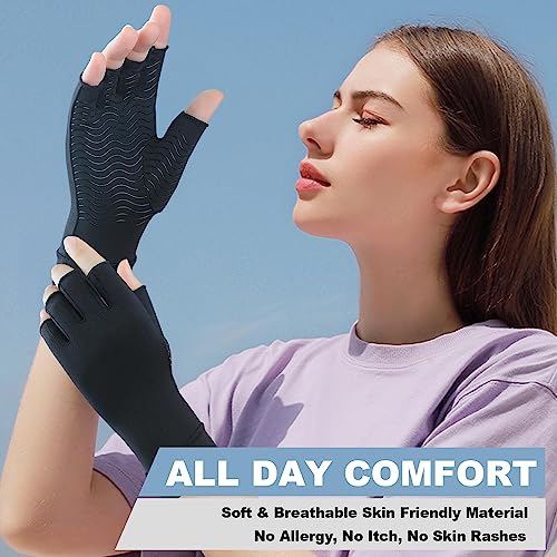 TIZHJOZI 2 Pairs Copper Arthritis Compression Gloves for Rheumatoid, Osteoarthritis, Carpal Tunnel Pain Relief, Compressio...