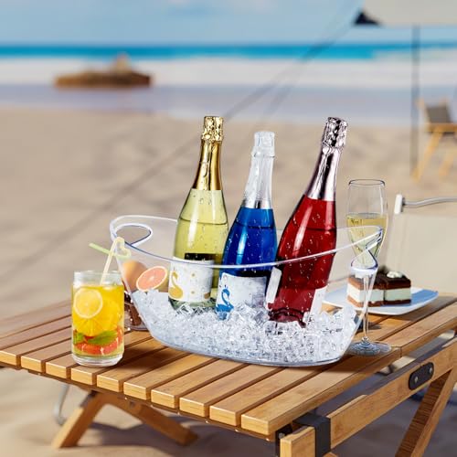 Seuqhck 2 Pack Ice Bucket, 5.5L Small Ice Buckets Clear Beverage Tub for Champagne Beer Sparkling Wine Cocktails, Parties,...