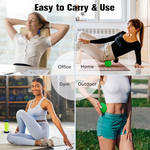 Massage Ball - 3 in 1 - with Foot Roller & Spiky Balls, Plantar Fasciitis Relief and Heel Spur Relief, Foot Roller Massage...