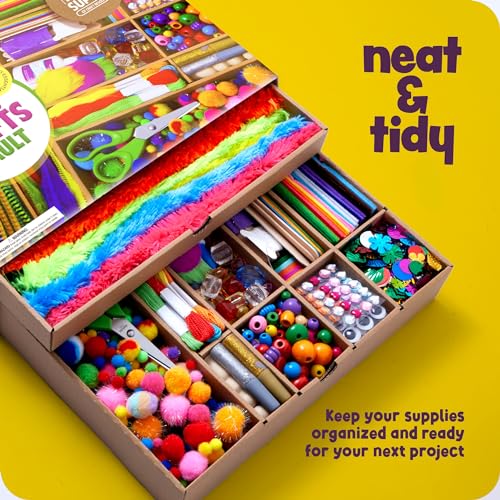 Dan&Darci Arts and Crafts Vault - Craft Supplies Kit in a Box - Christmas Gift for Kids Ages 4 5 6 7 8 9 10 11 & 12 Year O...