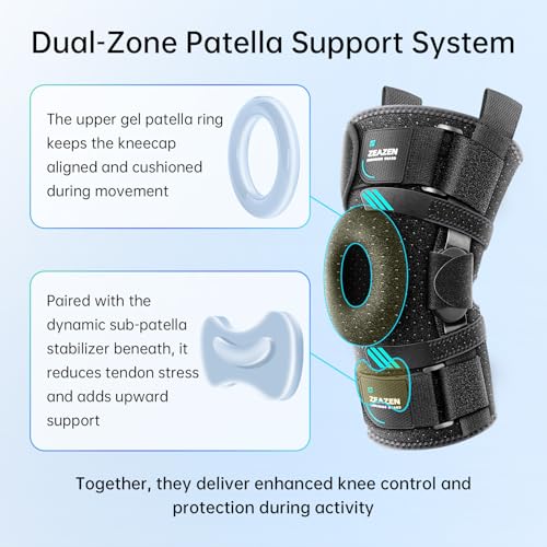 ZEAZEN Hinged Knee Brace with Dual Hinges & Patella Compression Pads – Strong Knee Support for ACL, MCL, Meniscus, Joint S...