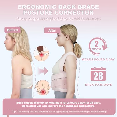 Posture Corrector for Women and Men Upgraded Back Brace, Adjustable Back Support for Upper and Lower Back Pain Relief, Sho...