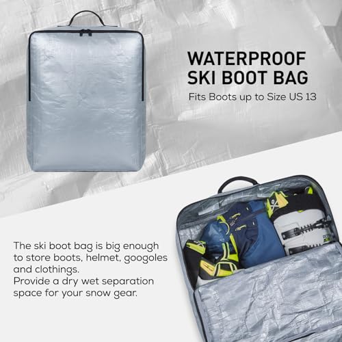 TOURIT Rolling Ski Bag and Ski Boot Bag Combo, Padded Snowboard Bag with Wheels for Air Travel, Holds 2 Pairs of Skis (195cm)