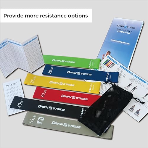 DawnStride 6-Levels Resistance Exercise Loop Bands Set – Elastic Workout Bands for Yoga, Strength Training, Physical Thera...