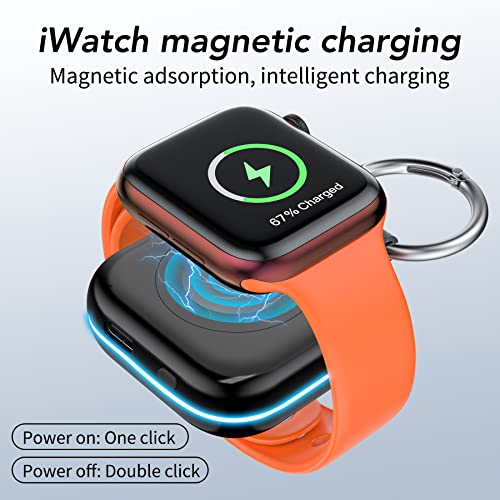 HUOTO Portable Charger for Apple Watch,Wireless Magnetic iWatch Charger 1200mAh Power Bank Travel Keychain Accessories Sma...