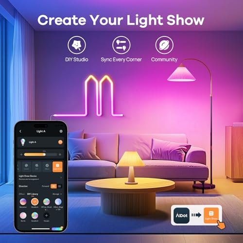 OREiN Matter Smart Light Bulb, Smart Light Bulbs Work with Apple Home, Alexa, Google Home, SmartThings, A19 Color Changing...
