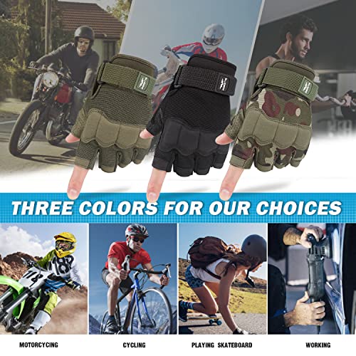 FIORETTO Fingerless Gloves, Half Finger Gloves for Driving, Cycling, Shooting, Hunting, Motorcycle, Climbing, Outdoor Work...