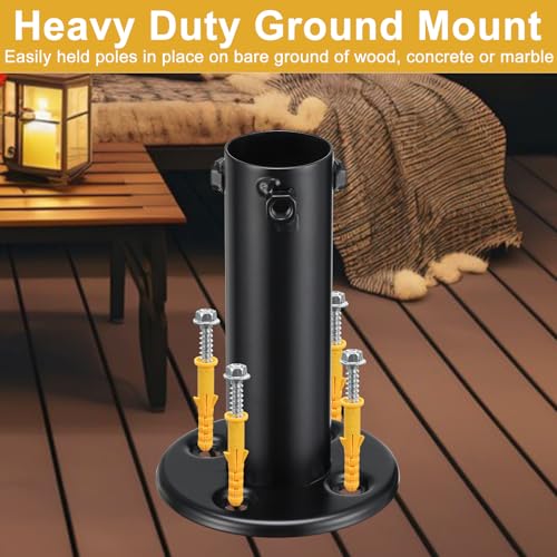 String Light Poles for Outside Deck 2 Pack 8FTHeavy Duty Metal Garden Outdoor Light Poles for Solar String Light Bulbs Han...
