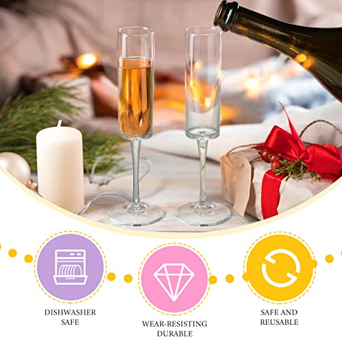 Lauwell Set of 6 Plastic Acrylic Crystal Champagne Glasses Flutes Hand Blown Champagne Goblets Classic Wine Stemware for W...
