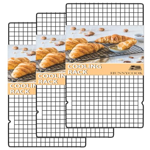 Hunnycook 15.8”×9.8” Cooling Rack, 3P Stainless Steel Baking Rack, Oven Safe Cooling Racks for Cooking and Baking, Black R...
