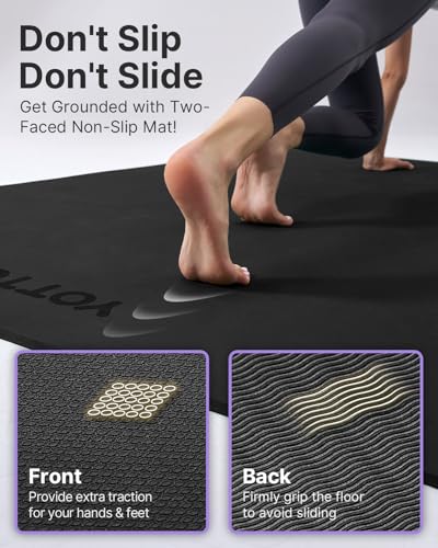 YOTTOY Large Yoga Mat (75 * 52 * 1/2inch),Extra Wide TPE Exercise Mat,Non-Slip Workout Mat for Pilates, Fitness, Barefoot,...