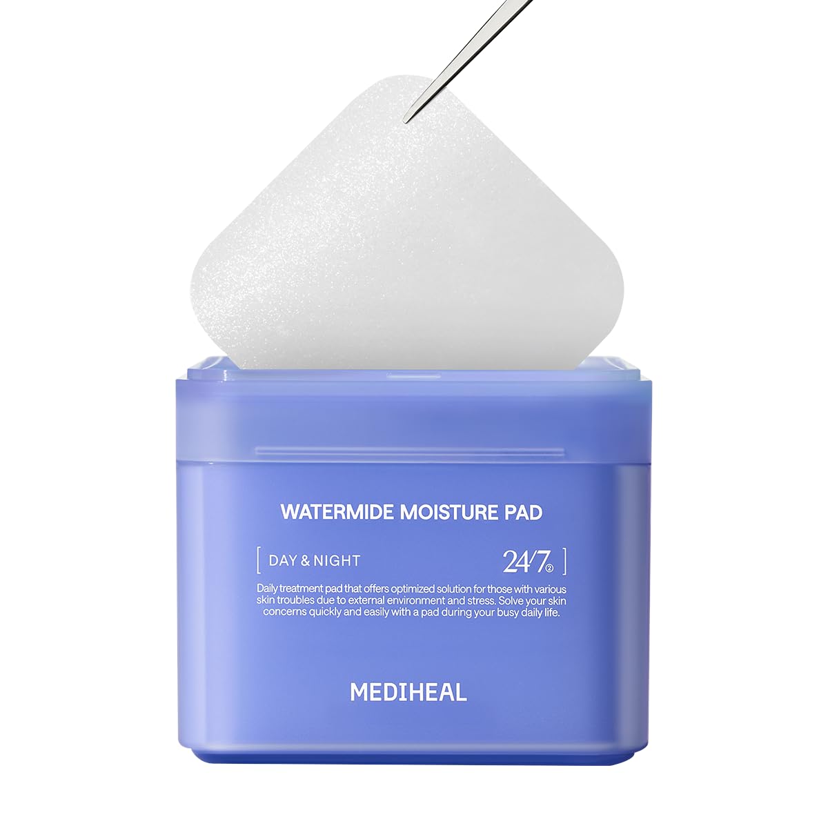 MEDIHEAL Watermide Moisture Pad - Square Cotton Facial Toner Pads with Icelandic Glacial Water - Improve Skin Temperature, Hydra