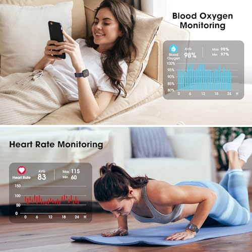 POIUZET Fitness Tracker, Fitness Watch with Blood Oxygen, Heart Rate Monitor, Steps Calories Counter, Sleep Monitor, Pedom...