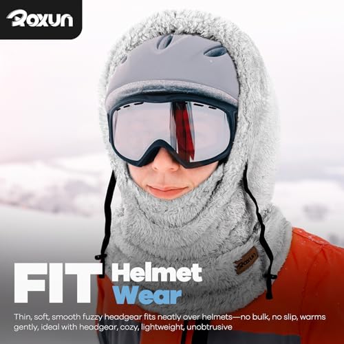 ROXUN Ski Mask Fleece Balaclava, Windproof Face Mask Winter Warm Neck Cover Helmet Hood for Men Women