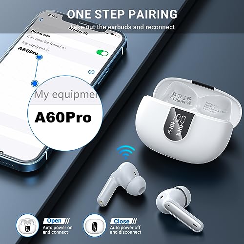 Wireless Earbuds, 2024 Wireless Headphones HiFi Stereo Earphones with 4 ENC Noise Canceling Mic, 42Hs Playtime In Ear Earb...