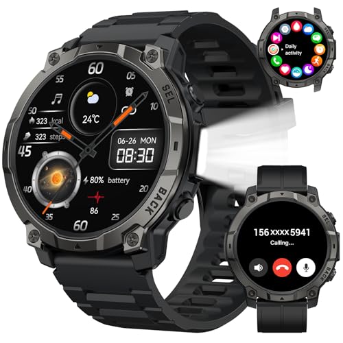 Smart Watch for Men Fitness Tracker: Military Make Answer Call LED Digital Mens Watches Waterproof Smartwatch Android Phon...