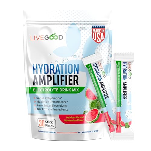 LiveGood Hydration Amplifier Watermelon, Electrolyte Powder with Minerals for Hydration, Energy, Mental Focus and Muscle S...