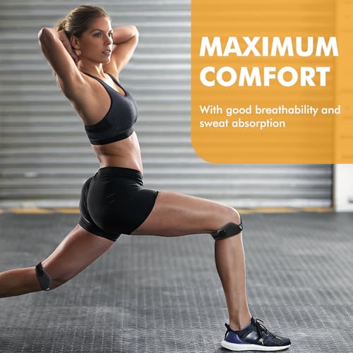 JHVW Silicone Patellar Tendon Support Strap 2-Pack, Knee Brace for Women Men, Adjustable Non-Slip Patella Band Support (Bl...