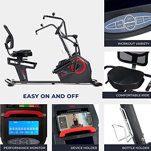 Sunny Health & Fitness Elite Recumbent Cross Trainer & Elliptical Machine with Arm Exercisers for Home Arm/Leg Training, E...