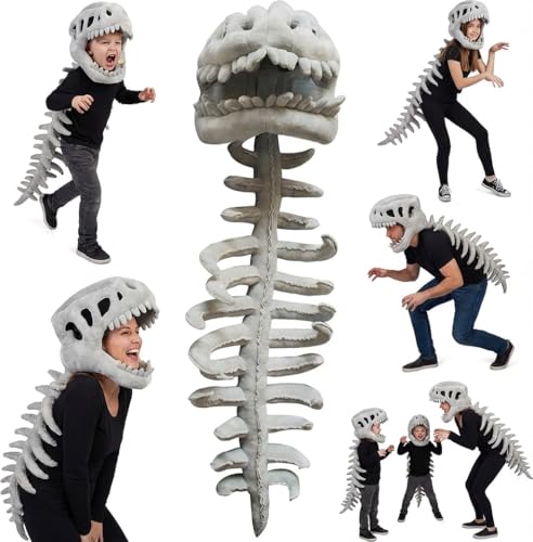 LUMIXA Dinosaur Skeleton Plush Costume - Cozy 3D Spinosaurus Outfit for Kids & Adults Wearable Cuddly Toy for Dress Up & Play