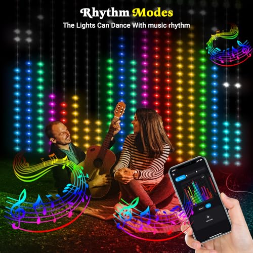 CoziTech Smart Curtain Lights 400 LED, Color Changing LED Curtains Light 6.6 * 6.6 FT, DIY Fairy String Light Curtain for ...