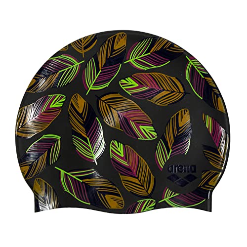 Arena Print Unisex Soft Silicone Swim Cap for Women and Men, Intensive Training Comfortable Non-Slip Long Hair Swimming Hat