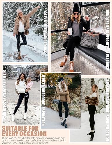 Women's Fleece Lined Leggings Weather Thick Thermal Warm Winter Tights Butt Lift High Waist Tummy Control Yoga Pants