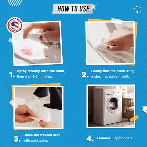 Messy Kids Stain Remover Spray - ACTIVE Laundry Spot Cleaner, Natural Stain Treater Spray for Baby Clothes Fabric, Toddler...
