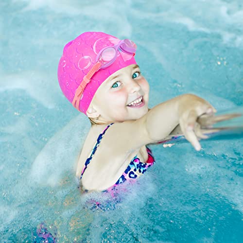 Ausletie Kids Swim Caps for Girls, Toddler Silicone Swimming Cap for Kids, Durable Comfortable Swimming Caps for Girls