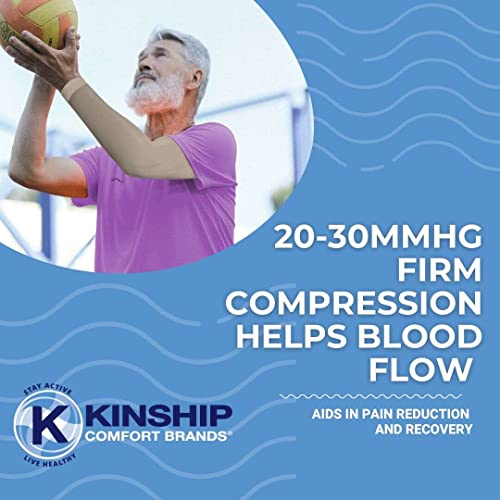Kinship Comfort Brands Arm Compression Sleeves for Men and Women, Athletic, Sports, Muscle, Joint, Elbow Support