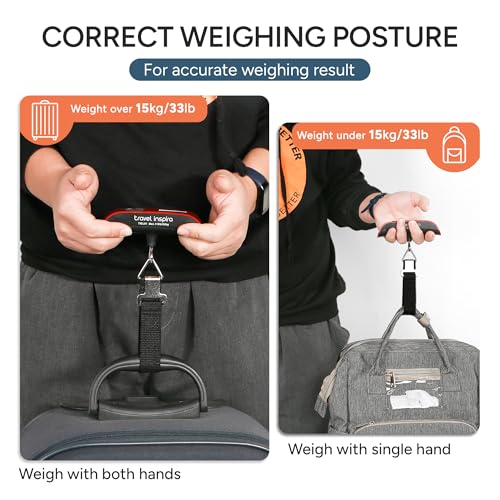 travel inspira Luggage Scale, Portable Digital Hanging Baggage Scale for Travel, Suitcase Weight Scale with Rubber Paint, ...