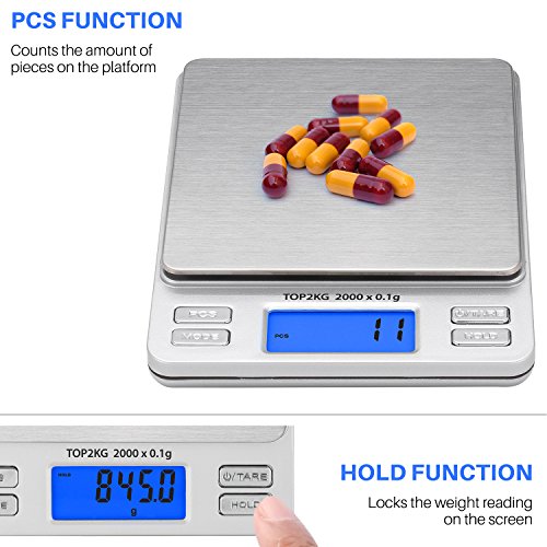 Smart Weigh Digital Pro Pocket Scale 2000g x 0.1g – 6 Units: g, oz, gn, ozt, DWT, ct – High Precision for Kitchen, Herbs &...