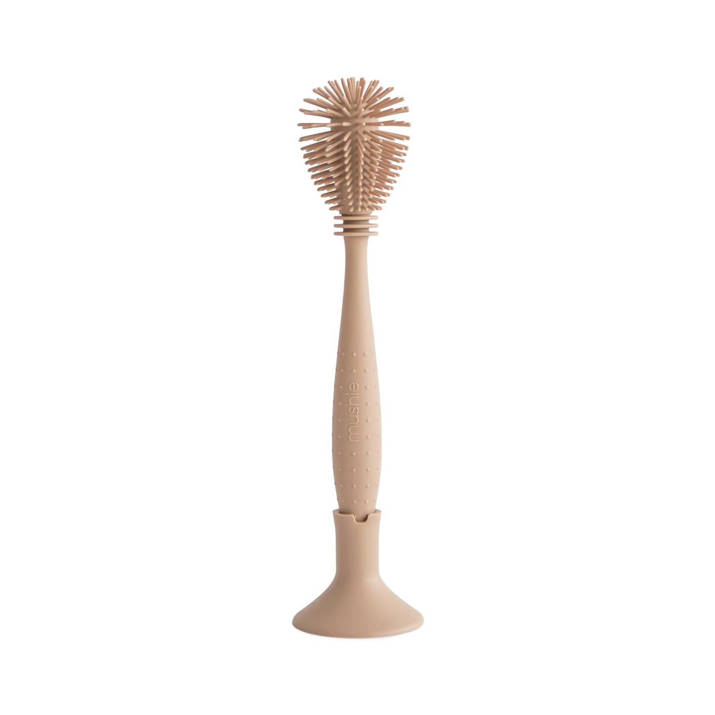 mushie Baby Bottle Brush | Soft Silicone with Suction Base (Natural)