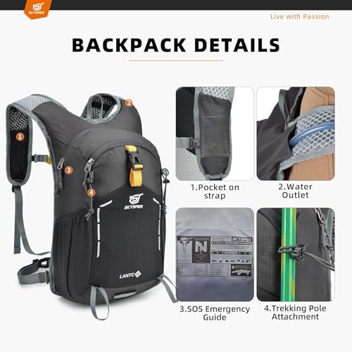 SKYSPER Small Hiking Backpack - 25L Travel Daypack Lightweight Bag Water Resistant Hiking Backpacks for Women Men