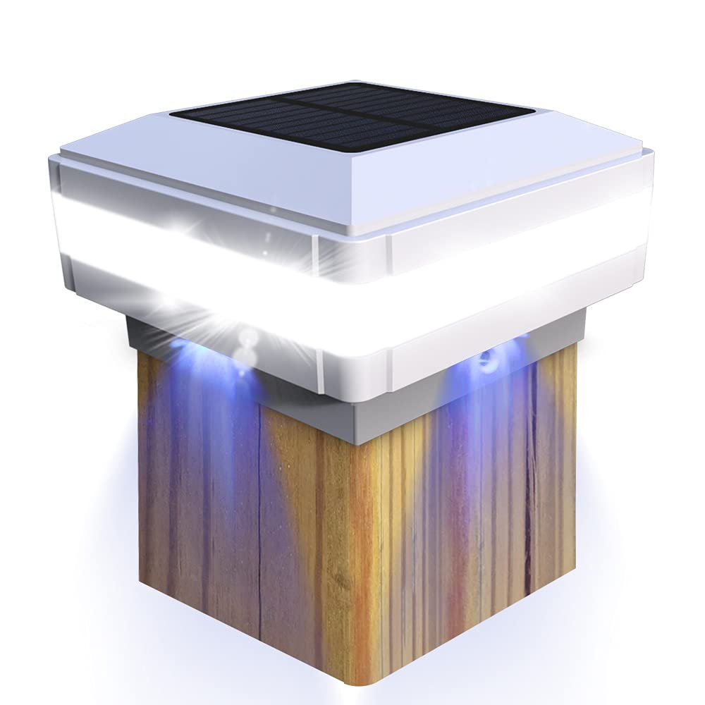 Fvtled Solar Post Lights - Waterproof Led Fence Cap Light For 3.5X3.5 To 6X6 Posts, White, 1 Pack, Model Usws142W