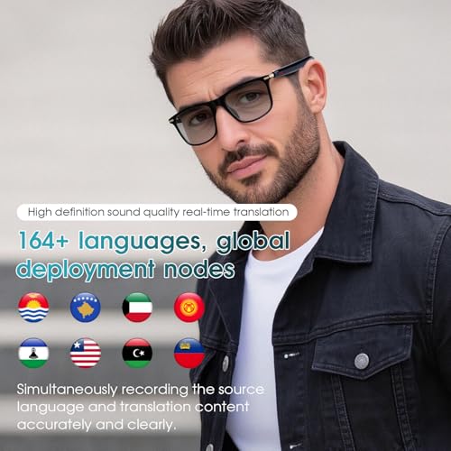 AI Smart Glasses for Women & Men, Supports 160+ languages Real-Time Translation, No Subscription, AI Glasses with Open-Ear...