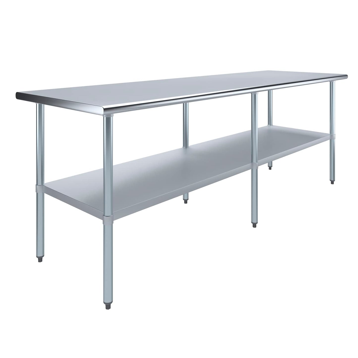 AmGood 30 in. x 96 in. Stainless Steel Work Table | Metal Kitchen Food Prep Table | NSF
