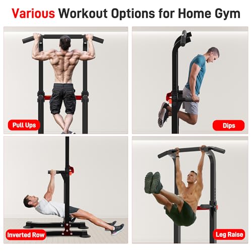 Outdoor Basic Power Tower, Pull Up Bar and Dip Station for Home Gym, 1400LBS Weight Capacity, Adjustable Height, Heavy Dut...