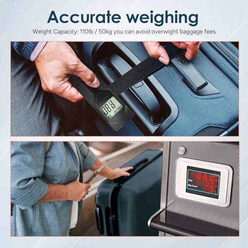 travel inspira Luggage Scale Battery-Free, Travel Essentials, Portable Handheld Digital Suitcase Weight Scale for for Trav...