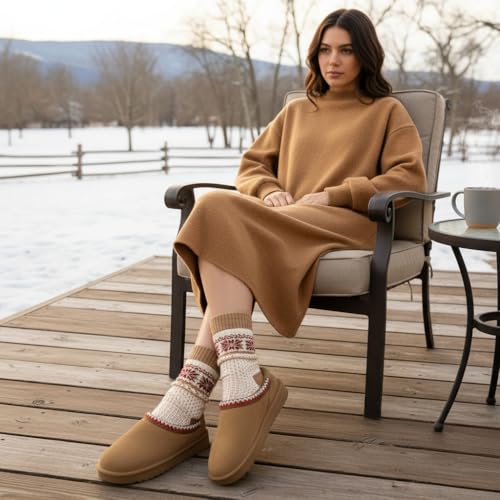 CUSHIONAIRE Keto Womens Slippers Slip-On Suede Mule Slipper - Cozy & Stylish, Memory Foam & Faux Fur Lining, Wide Widths A...