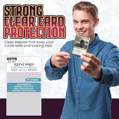 Sleeve Kings Card Game Card Sleeves 63.5x88mm (10x110 Pack, 1100 Sleeves) – Protective Covers for Trading Cards, Board Gam...