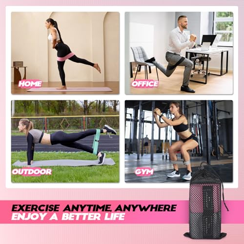 Resistance Bands for Working Out with Guide, 4 Workout Bands for Women & Men, Fabric Exercise Bands for Legs, Hip, Glute, ...