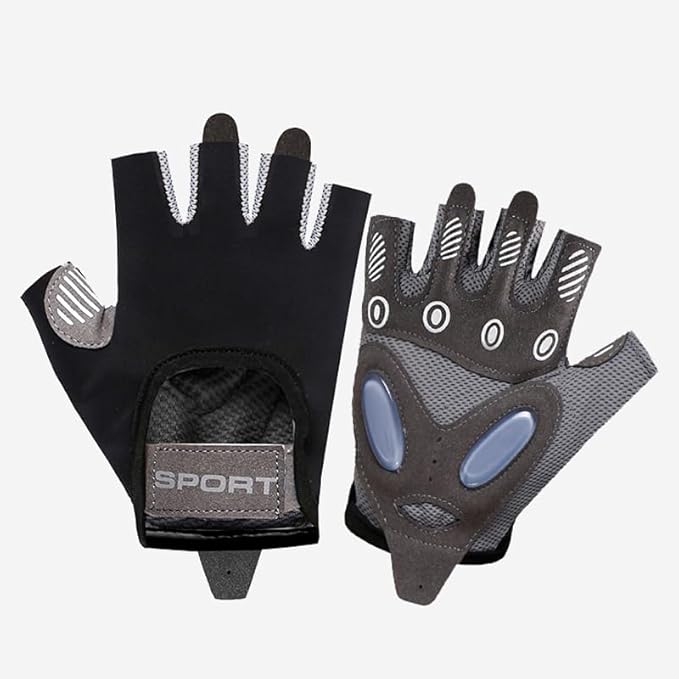 ANJMEICH Fitness Sports Gloves, Machine Training Gloves, Anti-Slip Wear, Outdoor Sports Cycling Gloves (Black, M)