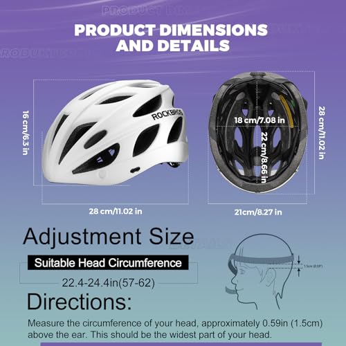 ROCKBROS Bike Helmet for Adult Men Women with Suggested Fit 58-65cm, Detachable Magnetic Goggles & Sun Visor, Lightweight ...
