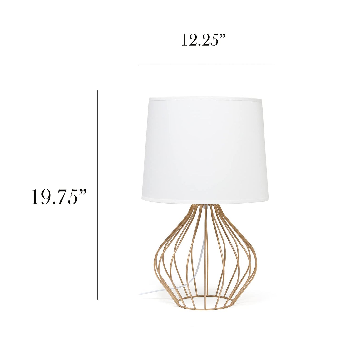 Simple Designs LT2086-WOC Copper Base Bedside Table Lamp, White Shade, 12.25inL x 12.25inW x 19.75inH